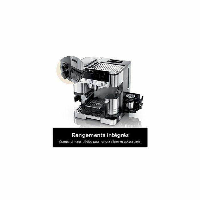 Ninja ES601EU Luxe Premier Cafetera Espresso con Molinillo Integrado, 2L, 1650W, Negro/Acero Inoxidable 3