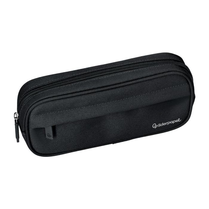 Estuche Portatodo Liderpapel Classic Ovalado 2 Cremalleras Con Bolsillo Delantero 210x90 mm Negro 4