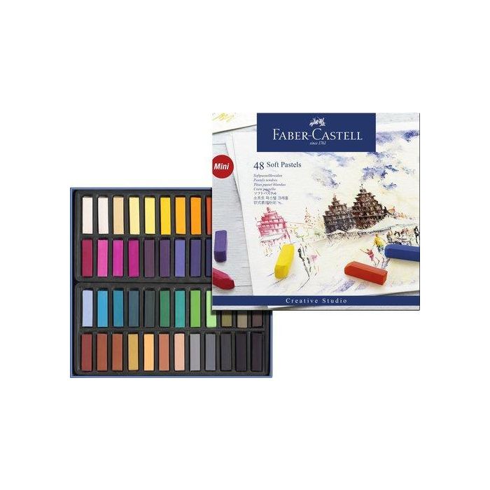 Faber Castell Tizas Pasteles Blandas Mini Estuche 48 Unidades - Colores Brillantes, Alta Pigmentación