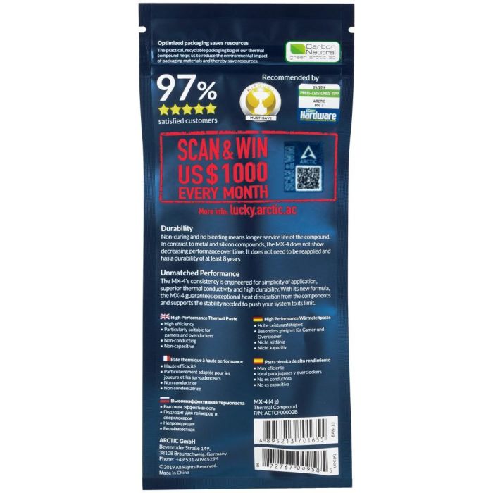 PASTA TERMICA ARCTIC MX-4 4GR 2019 2