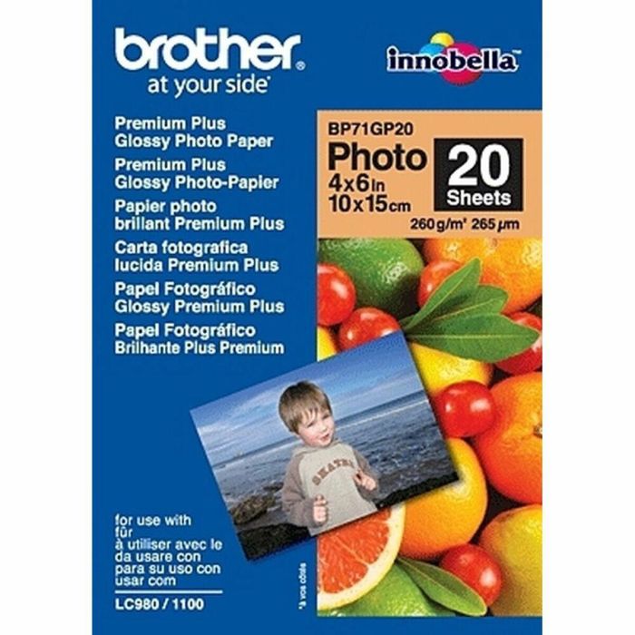 BROTHER Papel Inkjet Glossy 10x15 20h 260g/m2