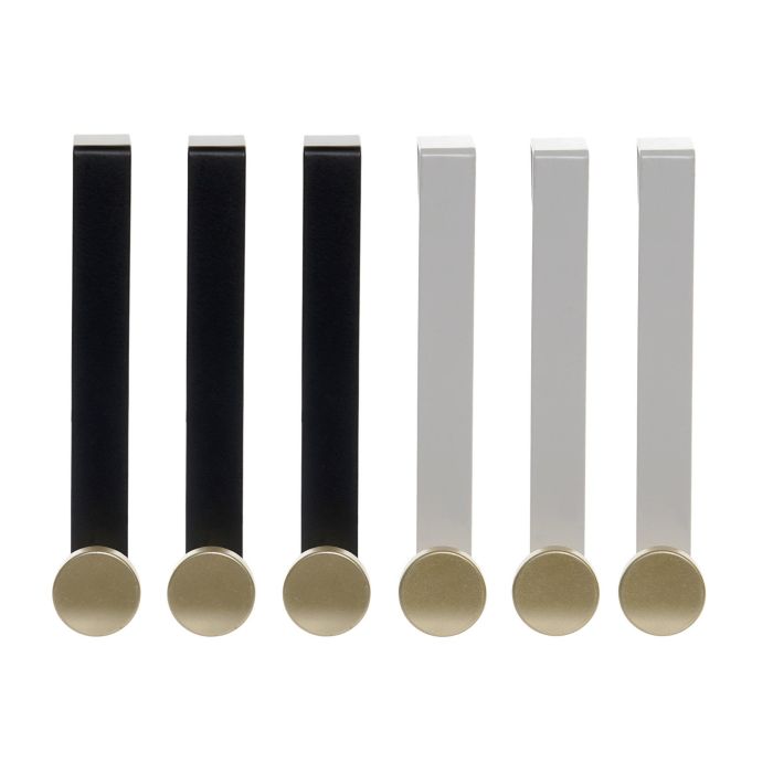 DKD Home Decor Perchero Glam de Metal, Set de 3 Piezas Surtidas (Gris Claro, Gris Oscuro, Dorado), 5x17x3 cm (4 Unidades)