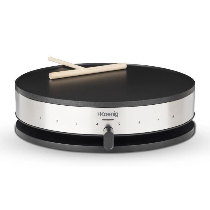 Crepiere HKoeNIG KREP29 33cm - Temperatura hasta 230 ° C - 1300W - Revestimiento antiadherente - Indicador de calentamiento - Banda de acero inoxidable Crepiere HKoeNIG KREP29 33cm - Temperatura hasta 230 ° C - 1300W - Revestimiento antiadherente - Indicador de calentamiento - Banda de acero inoxidable