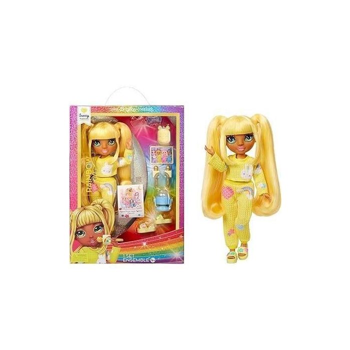 Rainbow High LIT0035051503682 Muñeca de Moda Articulada Junior High Pyjama Party Sunny (Amarillo) 22 cm con Accesorios Rainbow High LIT0035051503682 Muñeca de Moda Articulada Junior High Pyjama Party Sunny (Amarillo) 22 cm con Accesorios