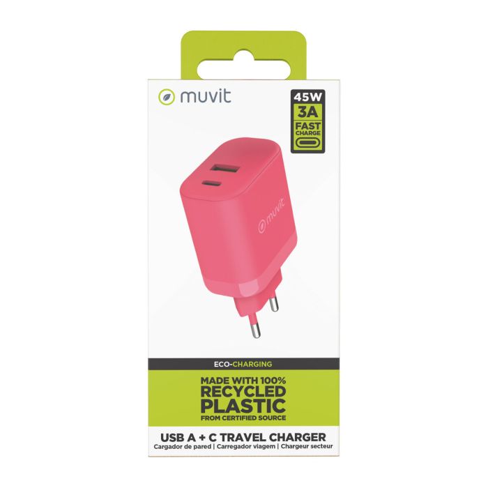 Cargador de Pared Muvit for Change WCEU24-45-AC Magenta 45 W 4