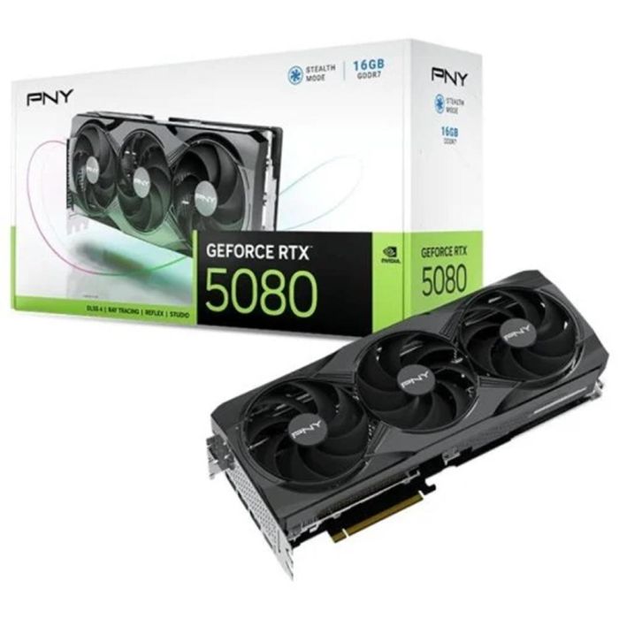 PNY Tarjeta Gráfica GeForce RTX 5080 Triple Fan 16GB GDDR7 con Arquitectura Blackwell