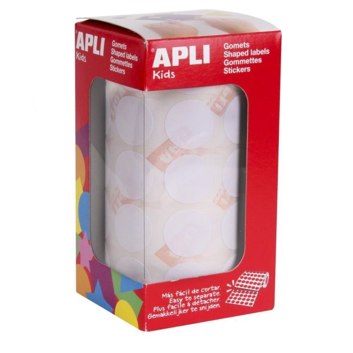 Apli Gomets Redondos 20 mm Rollo Blancos