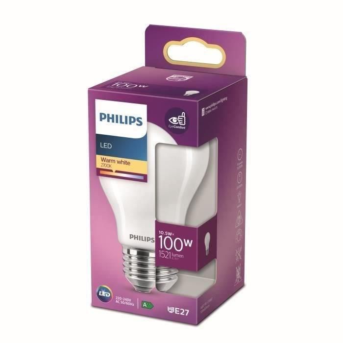 Philips Bombilla LED Equivalente 100W E27 Blanco cálido No regulable, Plástico