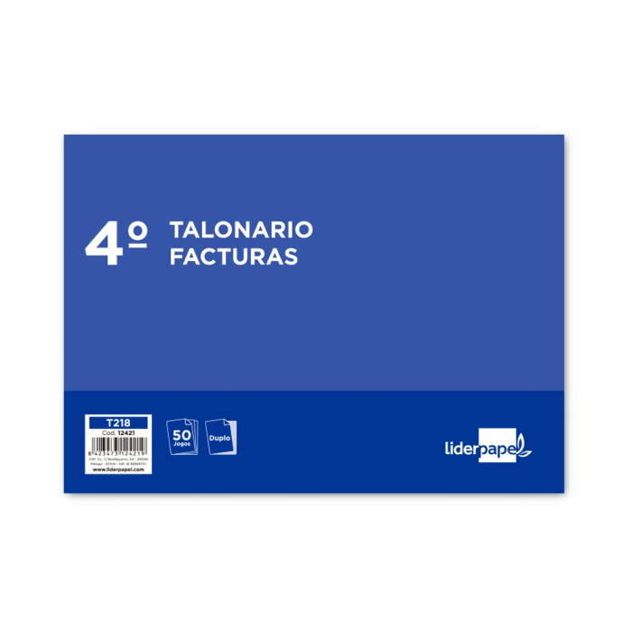 Liderpapel Talonario Facturas Cuarto Original y Copia T218 Apaisado con IVA 1 Liderpapel Talonario Facturas Cuarto Original y Copia T218 Apaisado con IVA 1
