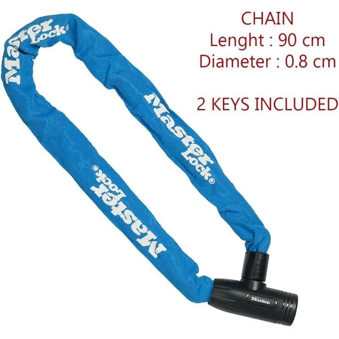 Master Lock Candado de Cadena para Bicicleta 8391EURDPROCOLB, Cadena de 90 cm, Azul Master Lock Candado de Cadena para Bicicleta 8391EURDPROCOLB, Cadena de 90 cm, Azul