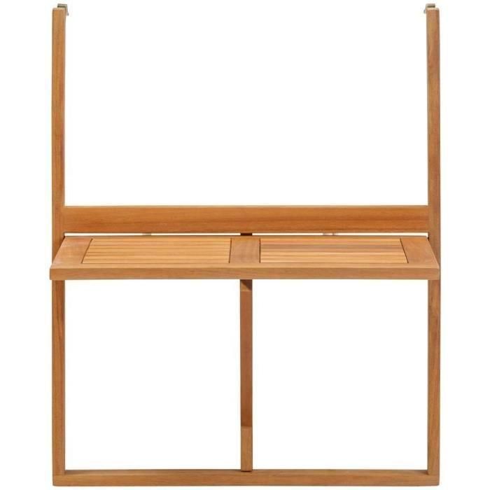 Mesa de balcón suspendida LILOU - Madera de acacia FSC - Plegable - 60x44x80 cm 2