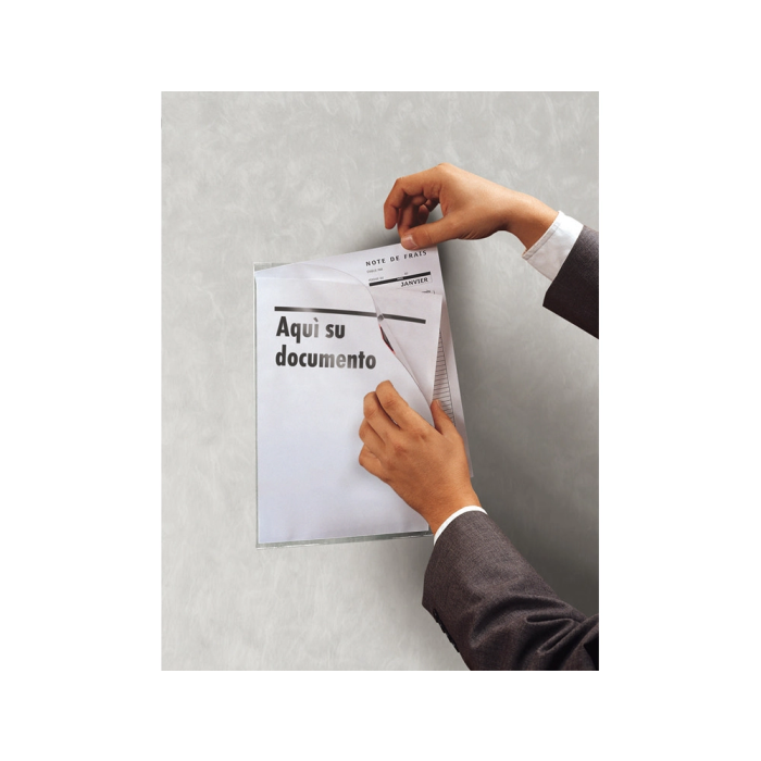 Djois Portacatalogos funda de presentacion adhesiva removible DIN A4 con esquina magnetica capacidad 10 hojas pack 5 unidades 5