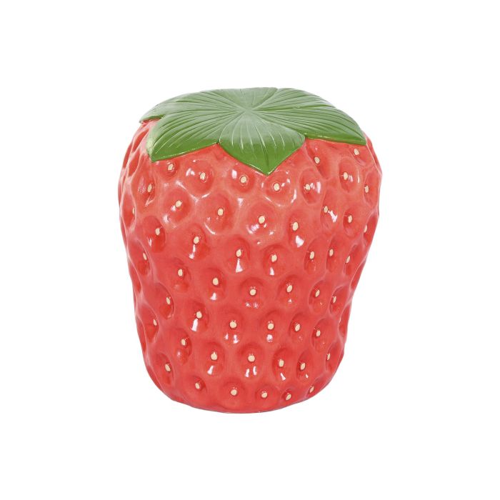 DKD Home Decor Mesita Auxiliar de Magnesia Fresa Roja Verde 40 x 40 x 43 cm