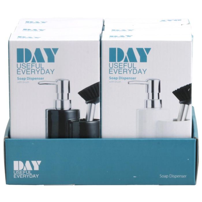 Day Dispensador con Cepillo Surtido Cerámica Plástico Blanco Negro Capacidad 350ml 6