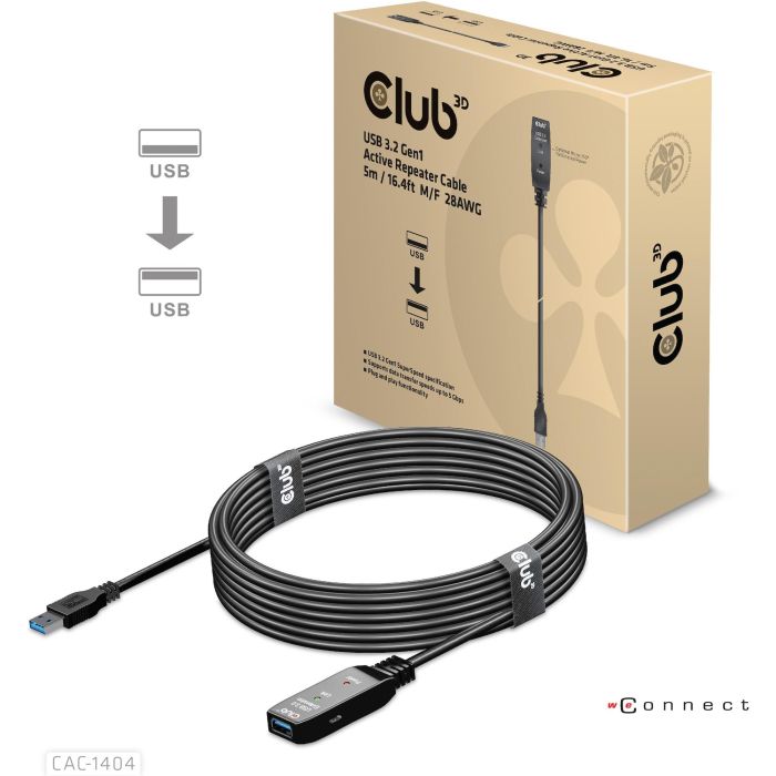 Club3D cable de extensión activo USB 3.2 A 5m - 5 Gbps macho/hembra 1 Club3D cable de extensión activo USB 3.2 A 5m - 5 Gbps macho/hembra 1