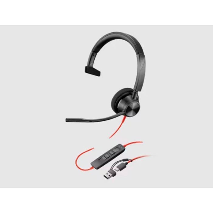 Auricular Plantronics Blackwire 3310 Diadema Cable Usb-C-A Monoaural Con Microfo No Y Cert. Microsoft Teams