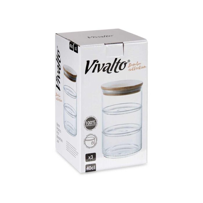 Tarro Marrón Transparente Bambú Vidrio de Borosilicato (1200 ml) 2 Tarro Marrón Transparente Bambú Vidrio de Borosilicato (1200 ml) 2