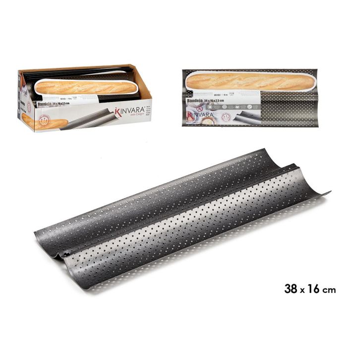 Kinvara Bandeja de Pan Metal Gris Oscuro 38x16x2.5 cm Antiadherente Acero Carbono Alta Calidad (Set de 24) 0 Kinvara Bandeja de Pan Metal Gris Oscuro 38x16x2.5 cm Antiadherente Acero Carbono Alta Calidad (Set de 24) 0