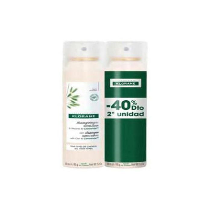 Klorane Champú Seco con Leche de Avena Duplo 2x150ml para todo tipo de cabello