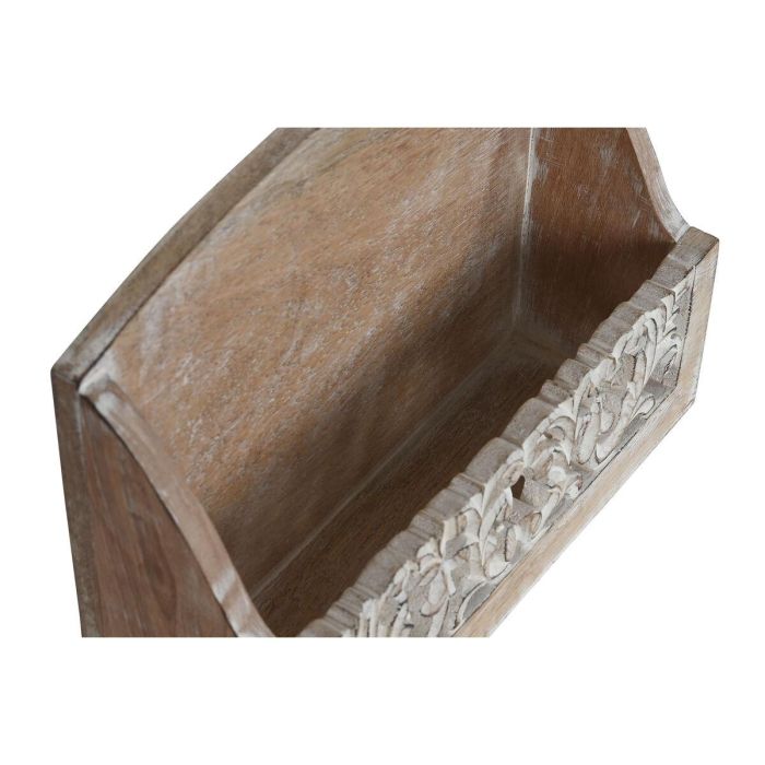 DKD Home Decor Organizador de Sobremesa Indio para Cartas de Madera de Mango Natural Blanco 8 x 18 x 25 cm (Largo x Alto x Ancho) 3