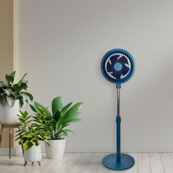 Daewoo Ventilador de Pared o Sobremesa High Speed 80W, 10 Pulgadas/25cm, Base Redonda, Color Azul