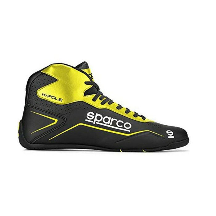 Sparco S00126943NRGF Botas Kart K-Pole Negro-Amarillo Talla 43 | Corte Medio, Microfibra Perforada Transpirable, Suela Alto Agarre