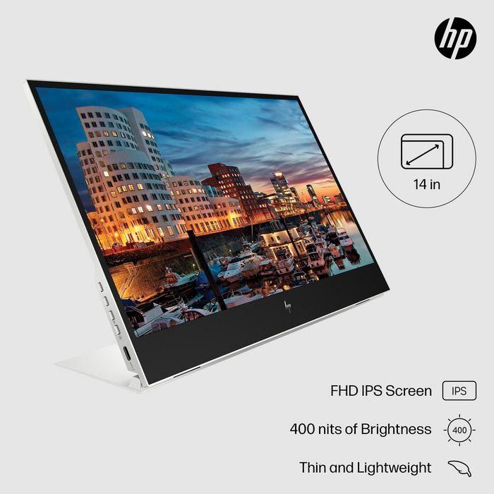HP E14 G4 Monitor Portátil, Listo para Trabajar en Cualquier Luz, Pantalla Brillante con Un Solo Cable USB-C