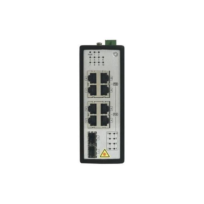 Hikvision Switch PoE Industrial No Gestionable 8 Puertos Gigabit PoE + 2 Puertos SFP Uplink L2 para Montaje DIN