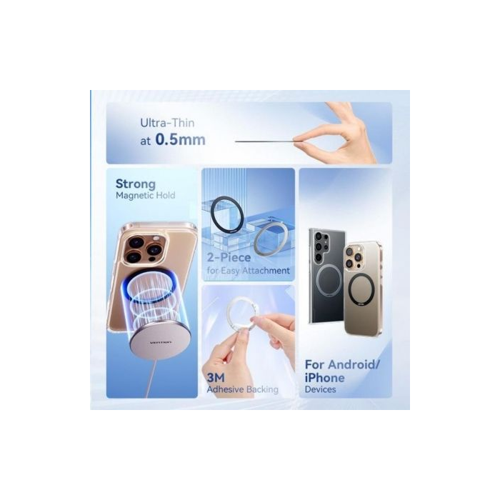 Pack 2 Pegatinas Universales para Anillos de Metal Magnéticos Vention KQOB0/ Compatible con Smartphones 1 Pack 2 Pegatinas Universales para Anillos de Metal Magnéticos Vention KQOB0/ Compatible con Smartphones 1