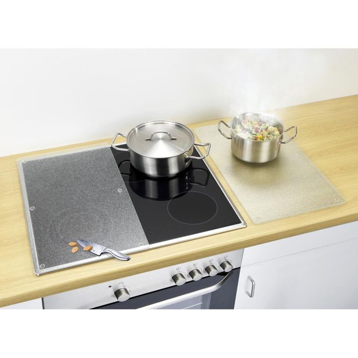 Wenko 2712800100 Placas cobertoras de vidrio templado 30 x 52 cm, 2 uds, higiénicas y resistentes a golpes y arañazos para vitrocerámica e inducción 1
