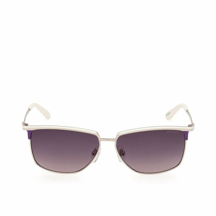 Guess GU00133 21B Gafas de Sol Rectangulares Beige para Mujer Adulto con Montura de Metal, Calibre 56mm, Puente 12mm y Patillas 140mm