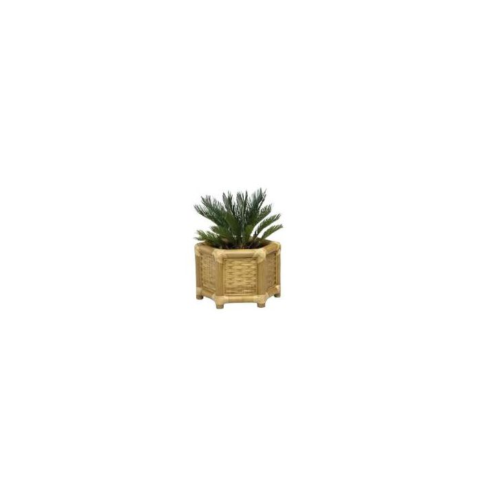 DKD Home Decor Macetero Tropical de Bambú y Ratán 40 x 40 x 46 cm
