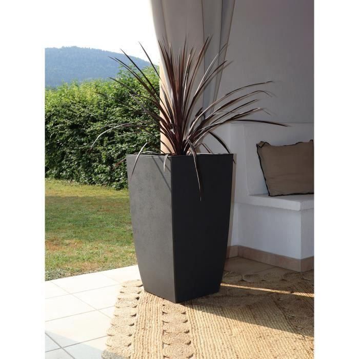 Jardinera - DIVA BASALT - Gris antracita - Cuadrada alta - 42 L - 43,5 x 43,5 x H.78,2 cm - EDA - Caja interior extraíble 1 Jardinera - DIVA BASALT - Gris antracita - Cuadrada alta - 42 L - 43,5 x 43,5 x H.78,2 cm - EDA - Caja interior extraíble 1
