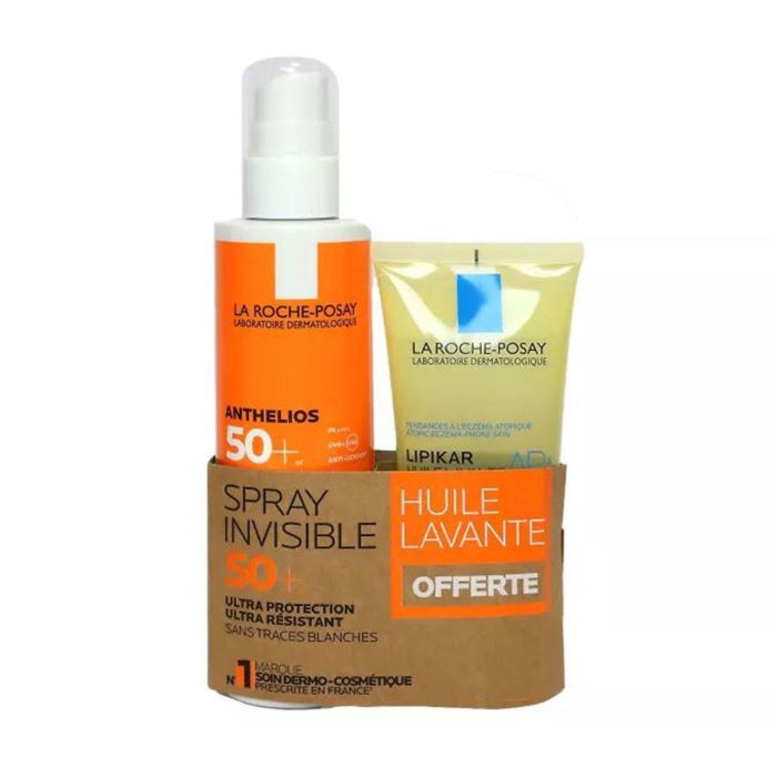 La Roche Posay Anthelios spray invisible SPF50+ 200 ml vaporizador + aceite lipikar 100 ml