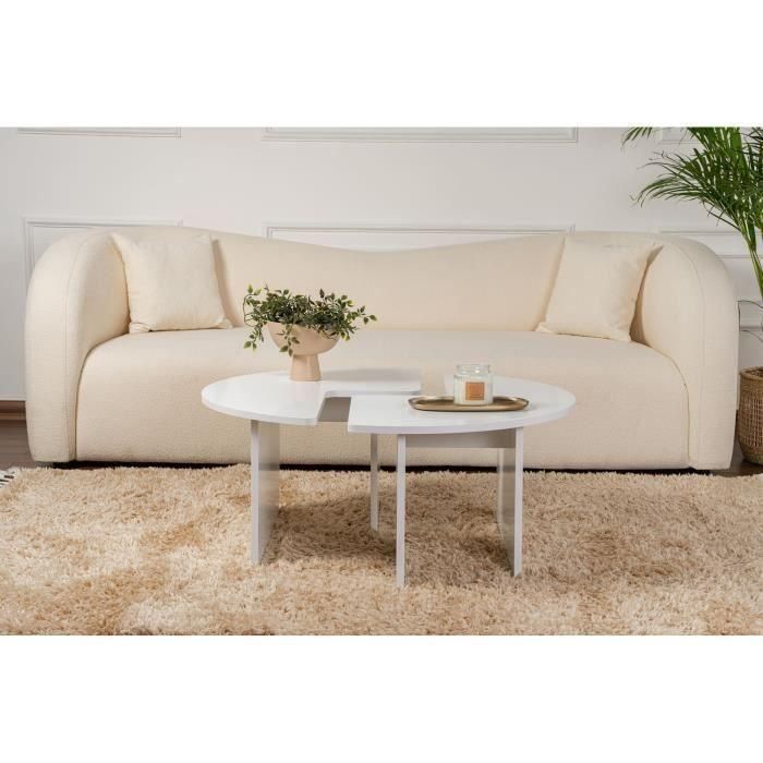 Mesa de centro MOIRA CAL1738350884787 Redonda Blanco natural - 90 x 90 x 41 cm 4