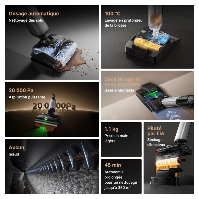Mova Aspiradora Mopa y Escoba MOVA X4 PLUS Antienredos Limpieza Automática 100°C Succión 20 kPa 6