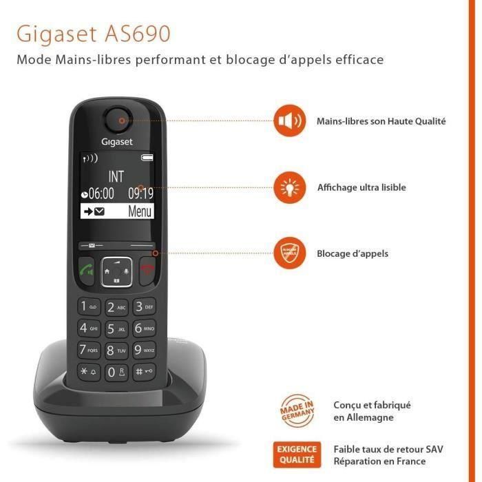 Teléfono fijo GIGASET AS690 Negro 3 Teléfono fijo GIGASET AS690 Negro 3