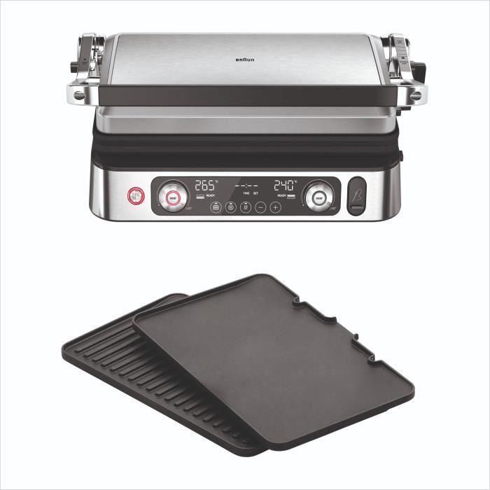 Braun AAAQQ27118 Multi Grill 9 Pro Parrilla Multifunción, 2200W, 3 Posiciones Calentamiento, Negro/Acero