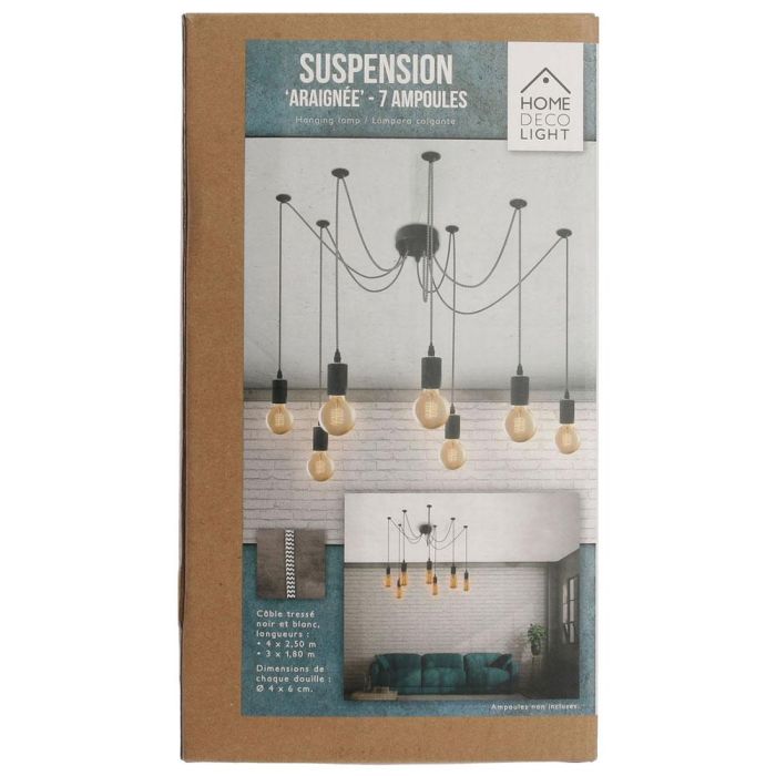Home Deco Light Lámpara Araña Luminaire 7 Bombillas E27 Casquillo d.10 cm Cable Tejido Moderno 1 Home Deco Light Lámpara Araña Luminaire 7 Bombillas E27 Casquillo d.10 cm Cable Tejido Moderno 1