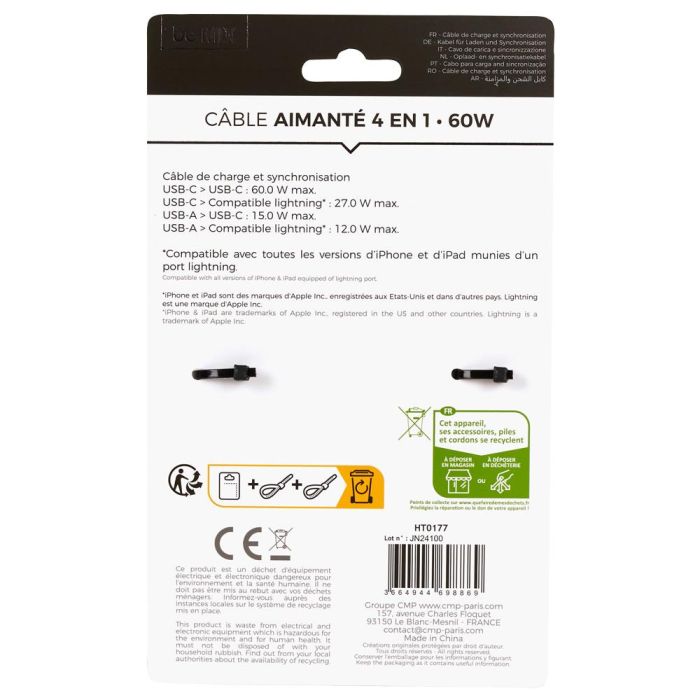 Cable Magnético 4 En 1 60W Be Mix 3 Cable Magnético 4 En 1 60W Be Mix 3