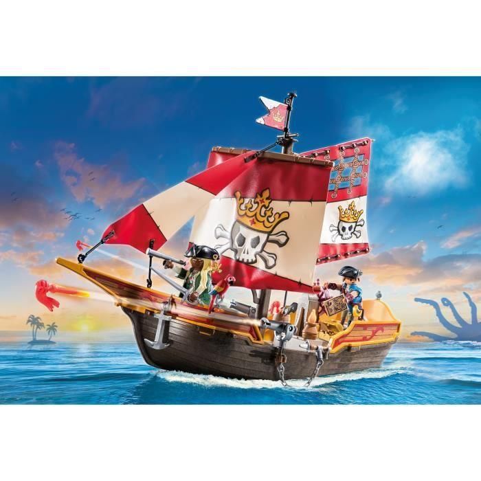 Playmobil Barco Pirata Pirates con 2 Cañones, Figuras, Loro y Accesorios. Juguete para Niños y Niñas 4+ años 1