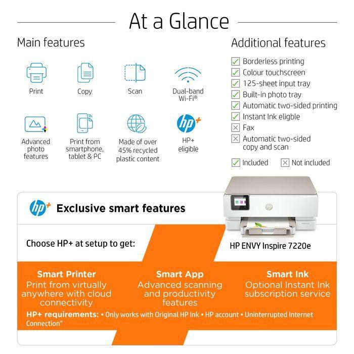 HP 242P6B V2 Impresora Multifunción Envy Inspire 7220e WiFi Doble Banda, Dúplex Automático, Imprime Escanea Copia, Color Blanca 5 HP 242P6B V2 Impresora Multifunción Envy Inspire 7220e WiFi Doble Banda, Dúplex Automático, Imprime Escanea Copia, Color Blanca 5