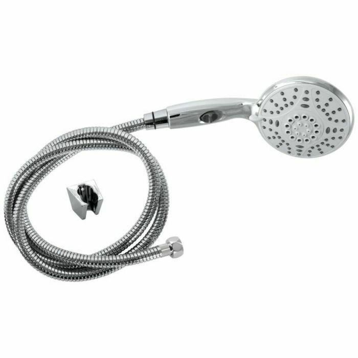 Edouard Rousseau Leptis Chrome - Ducha de Mano Flexible, 5 Chorros, Antical, Ahorro Agua, Cromada, 120mm, Extensible 1.5-2m