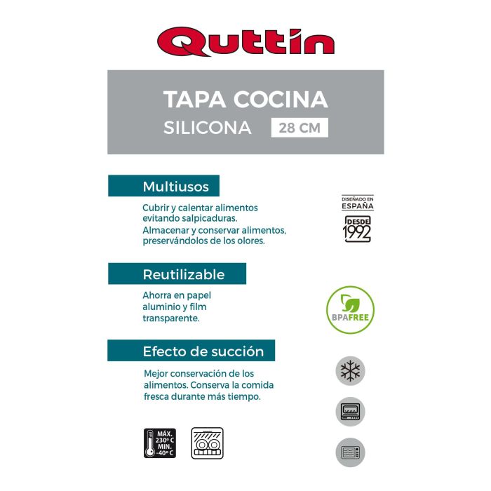 Tapa para Sartén Quttin Silicona (28 x 2,3 cm) 9 Tapa para Sartén Quttin Silicona (28 x 2,3 cm) 9