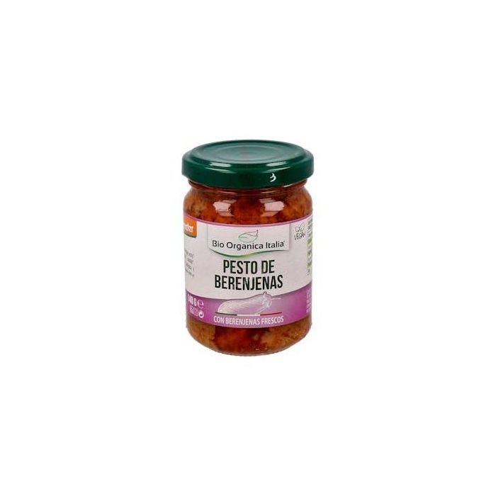 BIO ORGANICA ITALIA Pesto de Berenjenas Vegan Demeter con Anacardos y Aceite de Oliva Virgen Extra 140g