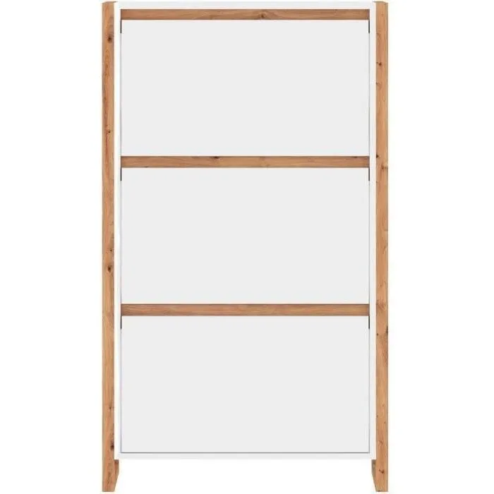 Denver Zapatero 49A Blanco/Roble - 70 x 25 x 125 cm 4