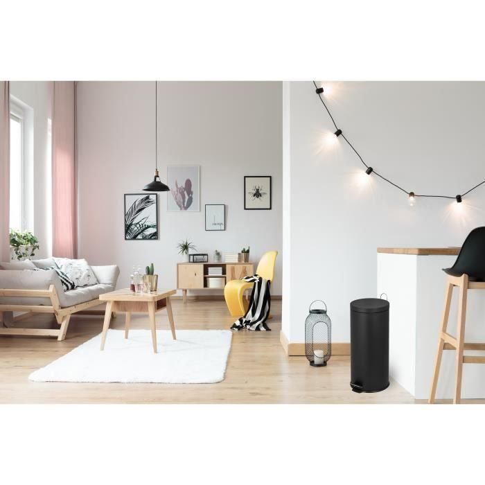 Kitchen Move Cubo de Basura con Pedal URBAN 30 Litros, Contenedor de Cocina y Baño de Gran Capacidad, Acero Negro Decorativo 2