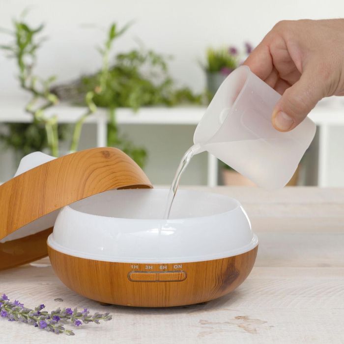Humidificador Difusor de Aromas con LED Multicolor Wooden-Effect InnovaGoods 3 Humidificador Difusor de Aromas con LED Multicolor Wooden-Effect InnovaGoods 3