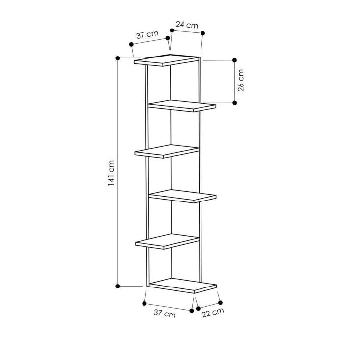 Estantería de Esquina Alexandra House Living Roble Madera MDP 37 x 141 x 24 cm 4 Estantes 1