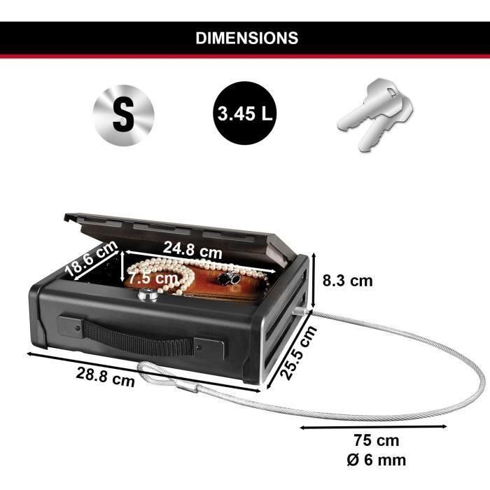 Master Lock Caja Fuerte Compacta de Seguridad con Cable de Fijación de Acero, Bloqueo Llave, Formato S, Negra, 2 Llaves 5 Master Lock Caja Fuerte Compacta de Seguridad con Cable de Fijación de Acero, Bloqueo Llave, Formato S, Negra, 2 Llaves 5